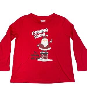 Jammies For Your Families Women's Santa Coming Soon Pajama Top Red XL